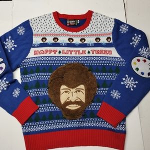 Bob Ross Christmas sweater Large
